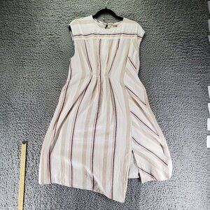 Uncle Frank Dress Womens Large Multicolor Striped Lightweight Linen Blend Midi